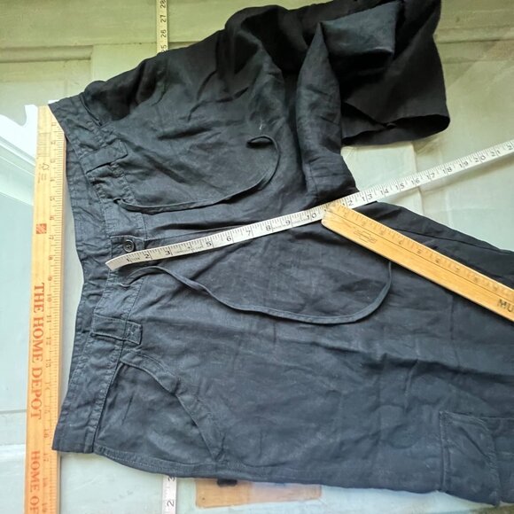 Lane Bryant Capri Pants Size 14 16 Linen Rayon Blend Crop Cargo Black Career - Picture 5 of 9